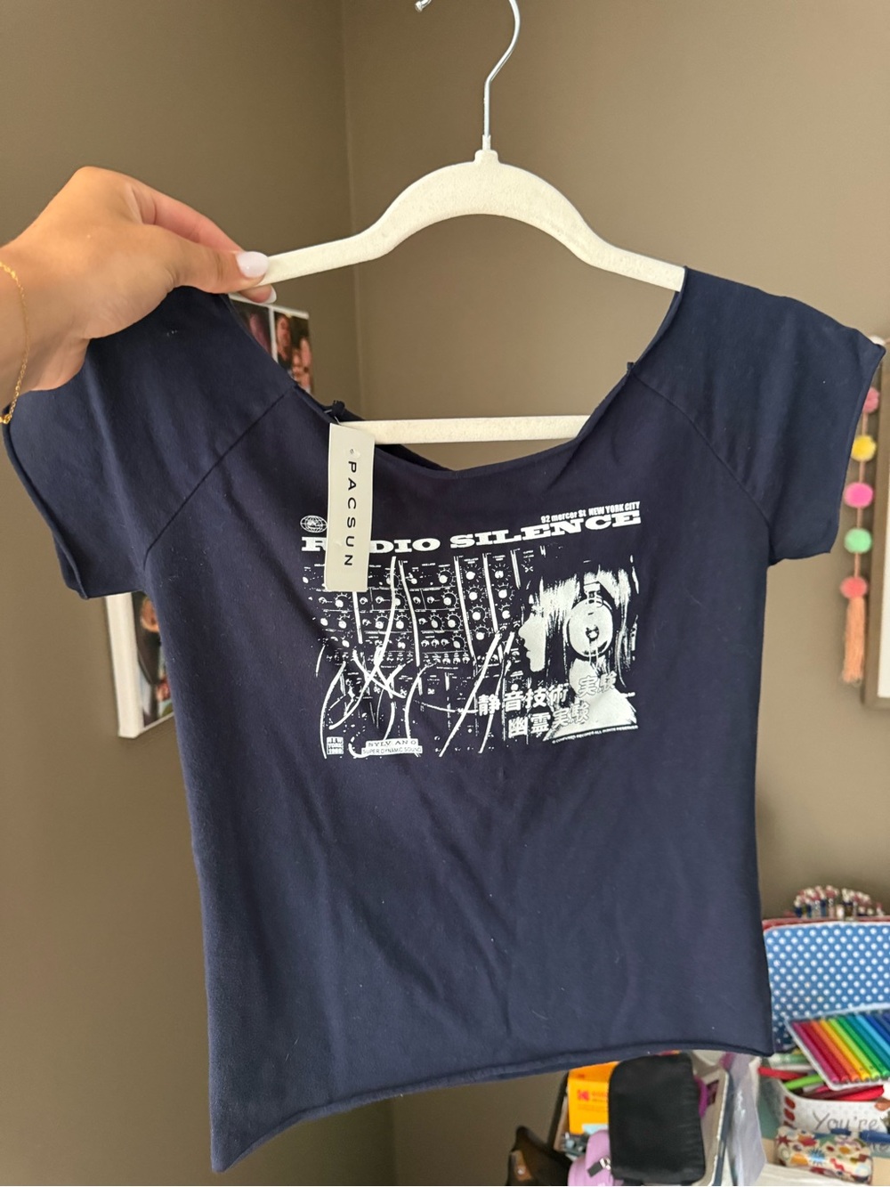 NWT off the shoulder brandy tee